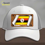 Uganda Flag Scroll Novelty License Plate Hat Mesh / White