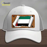 United Arab Emirates Flag Scroll Novelty License Plate Hat Mesh / White