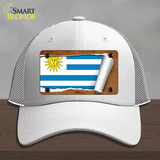 Uruguay Flag Scroll Novelty License Plate Hat Mesh / White