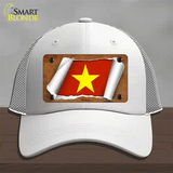 Vietnam Flag Scroll Novelty License Plate Hat Mesh / White