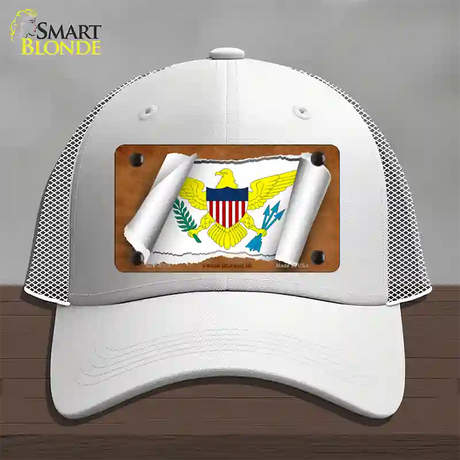 Virgin Islands US Flag Scroll Novelty License Plate Hat Mesh / White