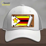 Zimbabwe Flag Scroll Novelty License Plate Hat Mesh / White