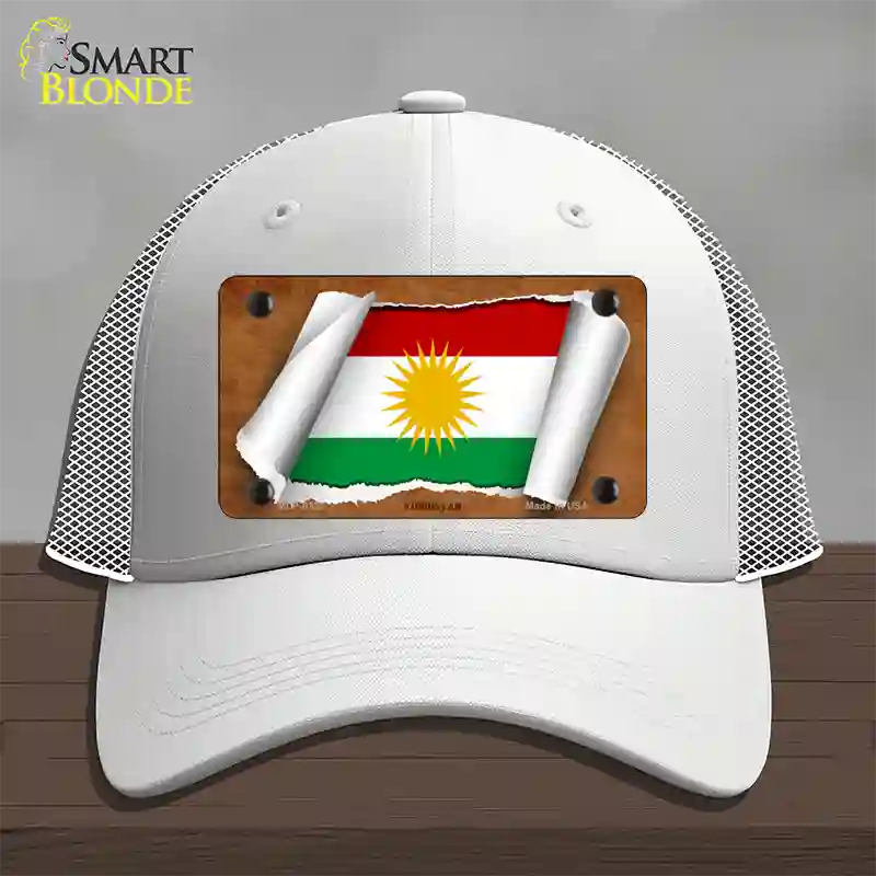 Kurdistan Flag Scroll Novelty License Plate Hat Mesh / White