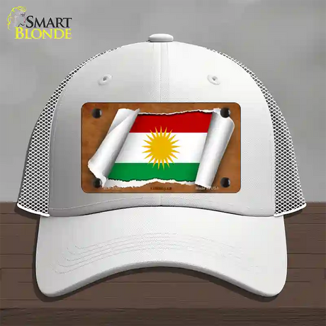 Kurdistan Flag Scroll Novelty License Plate Hat Mesh / White