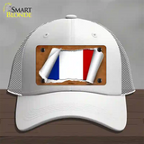 France Flag Scroll Novelty License Plate Hat Mesh / White