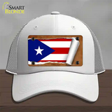 Puerto Rico Flag Scroll Novelty License Plate Hat Mesh / White