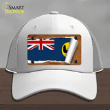 South Australia Flag Scroll Novelty License Plate Hat Mesh / White