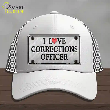 I Love Corrections Officer Novelty License Plate Hat Mesh / White