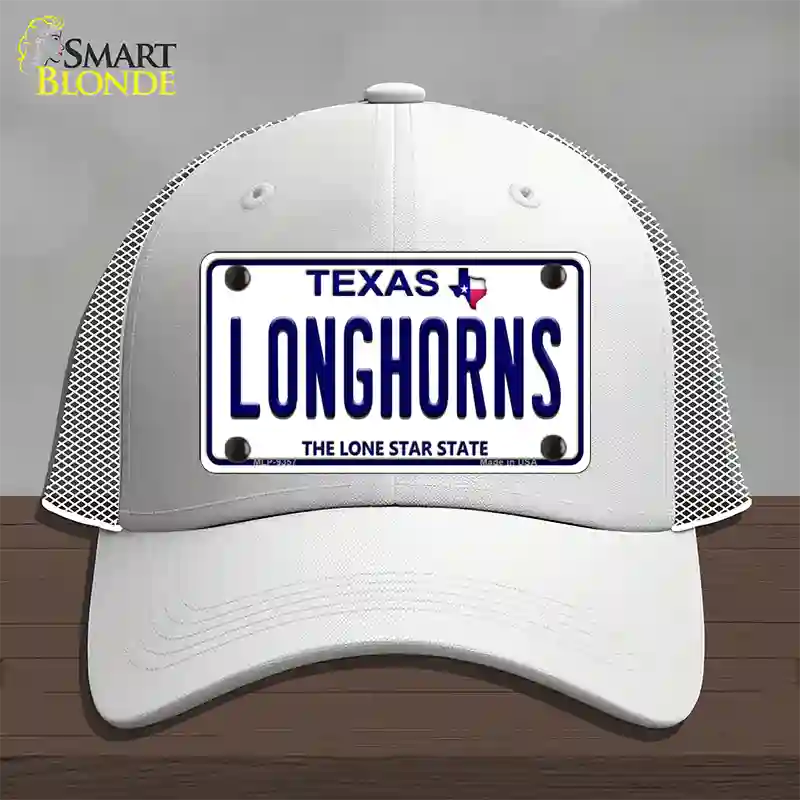 Longhorn Texas Novelty License Plate Hat Mesh / White