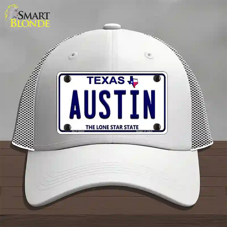 Austin Texas Novelty License Plate Hat Mesh / White