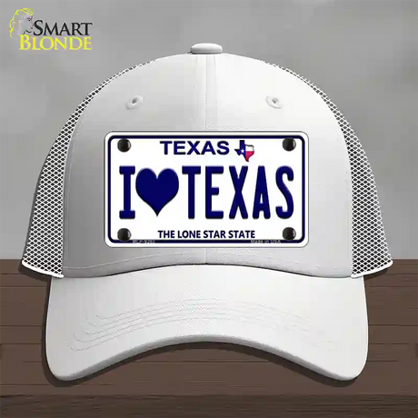 I Love Texas Novelty License Plate Hat Mesh / White