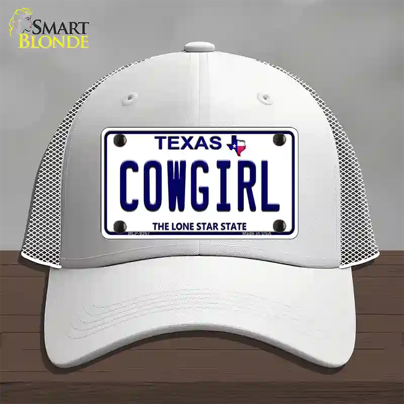 Cowgirl Texas Novelty License Plate Hat Mesh / White