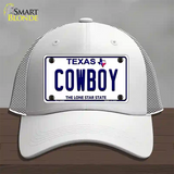 Cowboy Texas White Novelty License Plate Hat Mesh / White