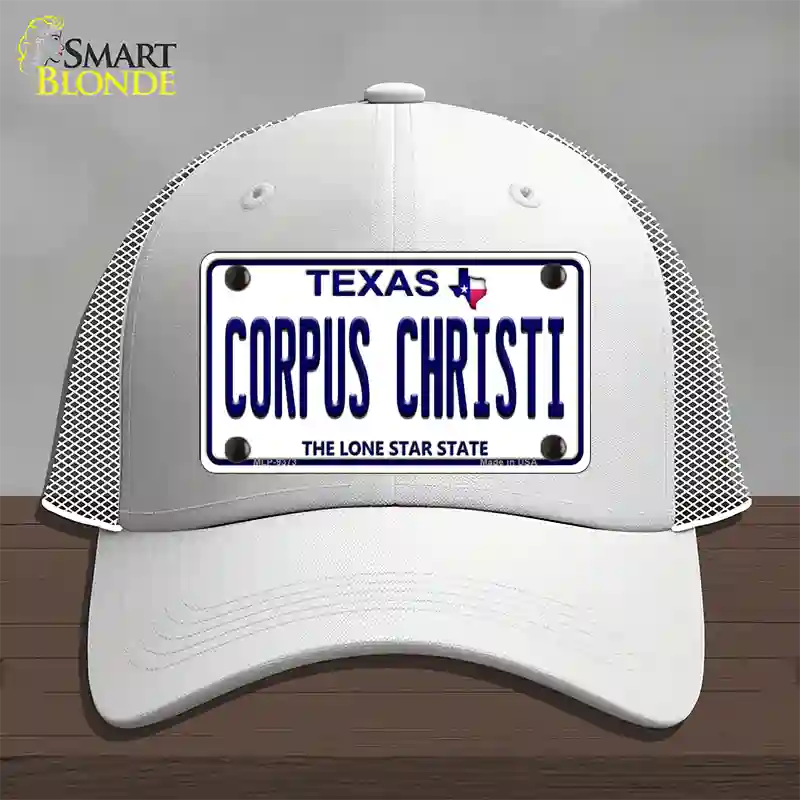 Corpus Christi Texas Novelty License Plate Hat Mesh / White