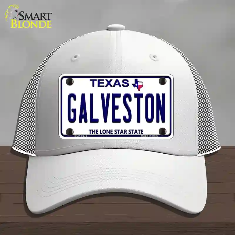 Galveston Texas Novelty License Plate Hat Mesh / White