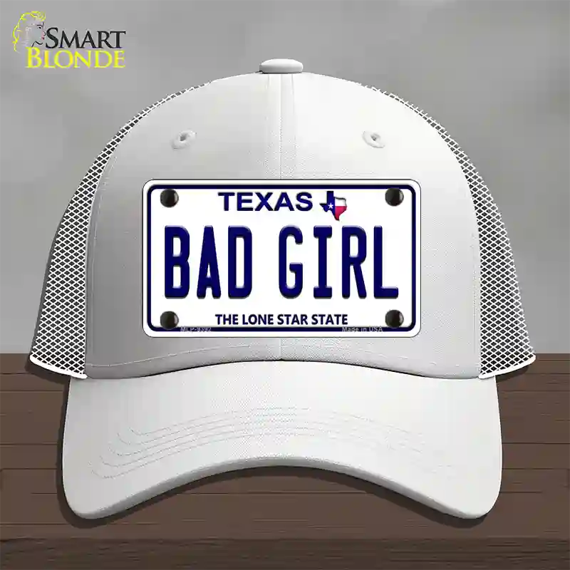 Bad Girl Texas Novelty License Plate Hat Mesh / White