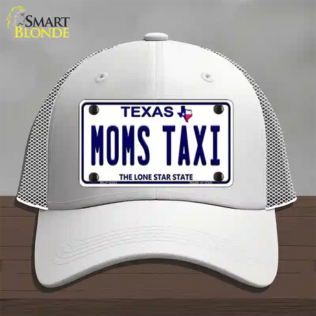 Moms Taxi Texas Novelty License Plate Hat Mesh / White