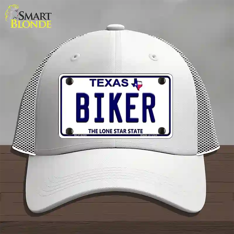 Biker Texas Novelty License Plate Hat Mesh / White