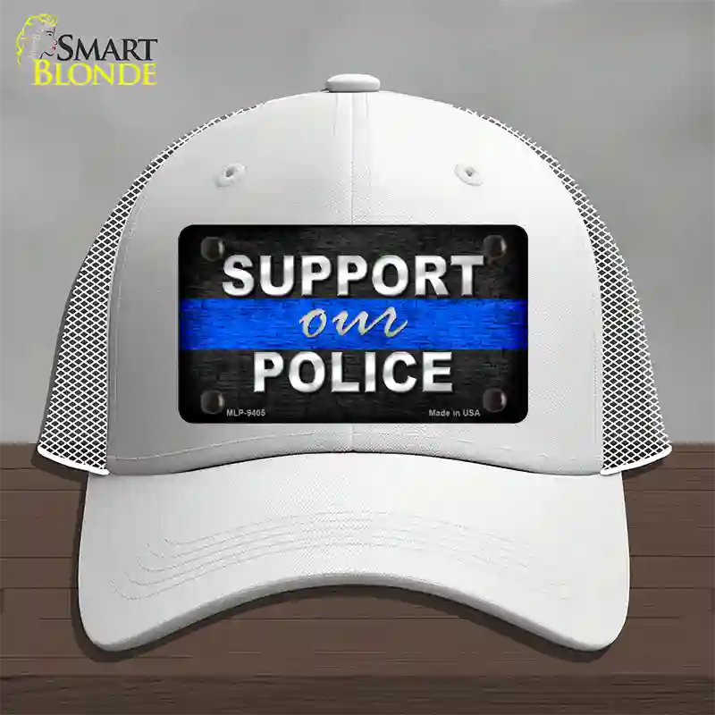 Support Our Police Novelty License Plate Hat Mesh / White