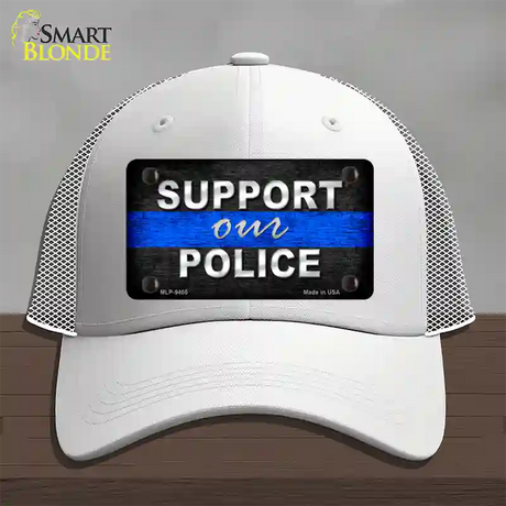 Support Our Police Novelty License Plate Hat Mesh / White