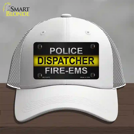 Police / Dispatcher / Fire- EMS Novelty License Plate Hat Mesh / White