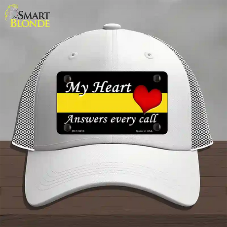 My Heart Answers Every Call Novelty License Plate Hat Mesh / White