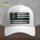 American Flag Thin Green Line Novelty License Plate Hat Mesh / White