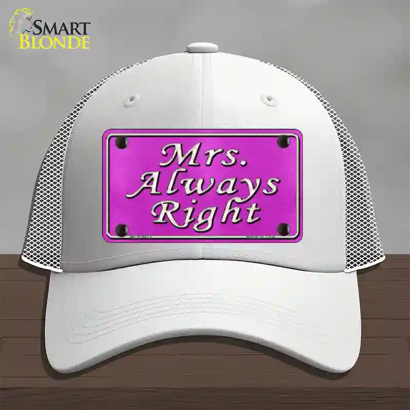 Mrs Always Right Novelty License Plate Hat Mesh / White