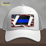 Thin Blue Line Scroll Novelty License Plate Hat Mesh / White