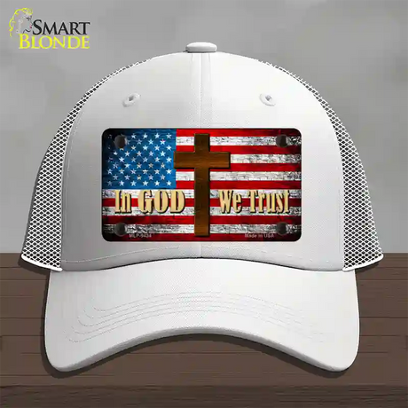 God We Trust Novelty License Plate Hat Mesh / White