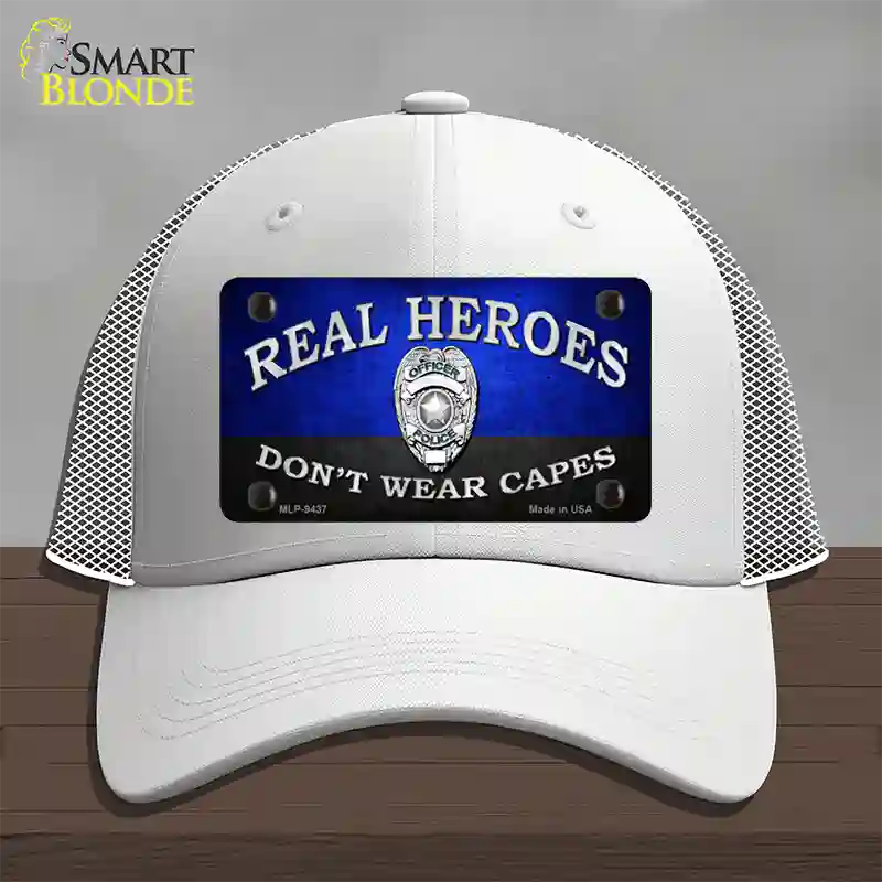 Real Heroes Blue Novelty License Plate Hat Mesh / White