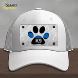 Thin Blue Line Paw K-9 Novelty License Plate Hat Mesh / White