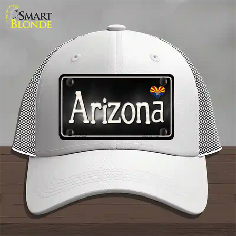 Arizona Flag Script Novelty License Plate Hat Mesh / White