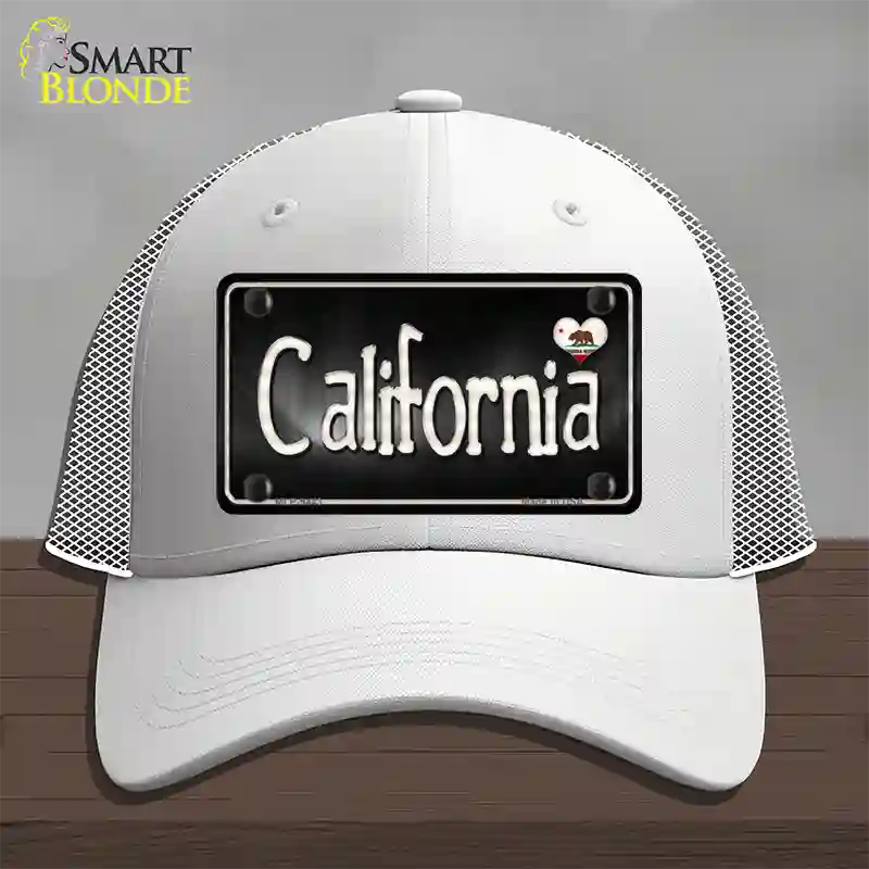 California Flag Script Novelty License Plate Hat Mesh / White