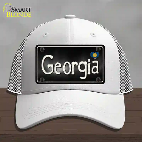 Georgia Flag Script Novelty License Plate Hat Mesh / White