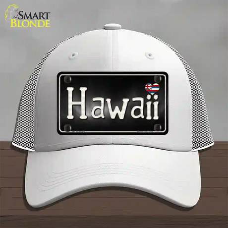 Hawaii Flag Script Novelty License Plate Hat Mesh / White