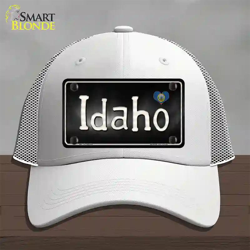 Idaho Flag Script Novelty License Plate Hat Mesh / White