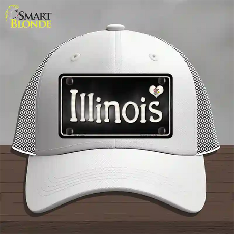 Illinois Flag Script Novelty License Plate Hat Mesh / White