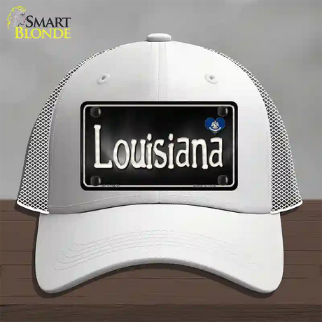 Louisiana Flag Script Novelty License Plate Hat Mesh / White