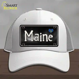 Maine Flag Script Novelty License Plate Hat Mesh / White