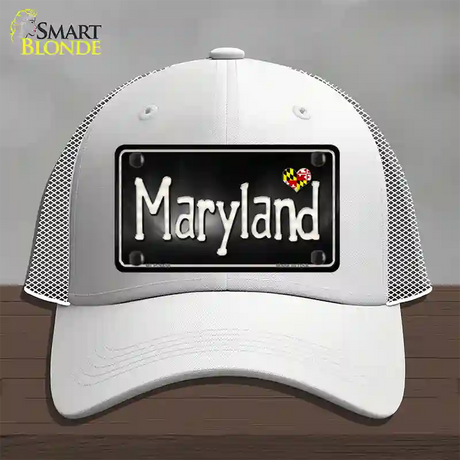 Maryland Flag Script Novelty License Plate Hat Mesh / White