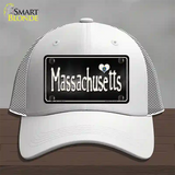 Massachusetts Flag Script Novelty License Plate Hat Mesh / White