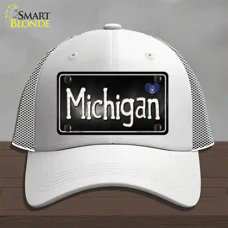 Michigan Flag Script Novelty License Plate Hat Mesh / White