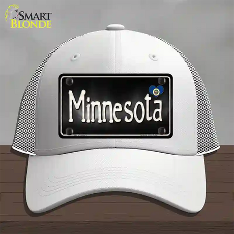 Minnesota Flag Script Novelty License Plate Hat Mesh / White