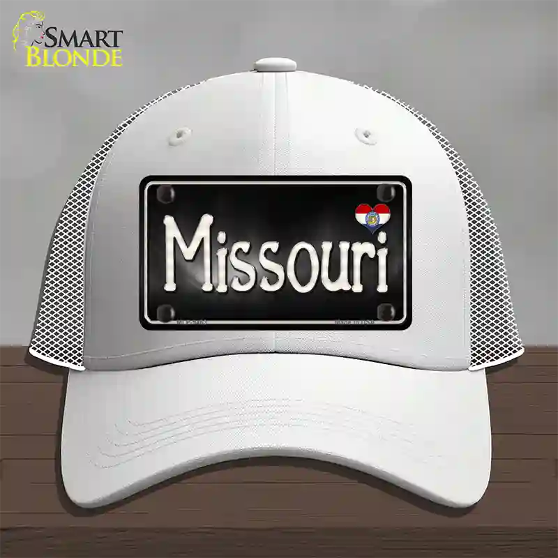 Missouri Flag Script Novelty License Plate Hat Mesh / White