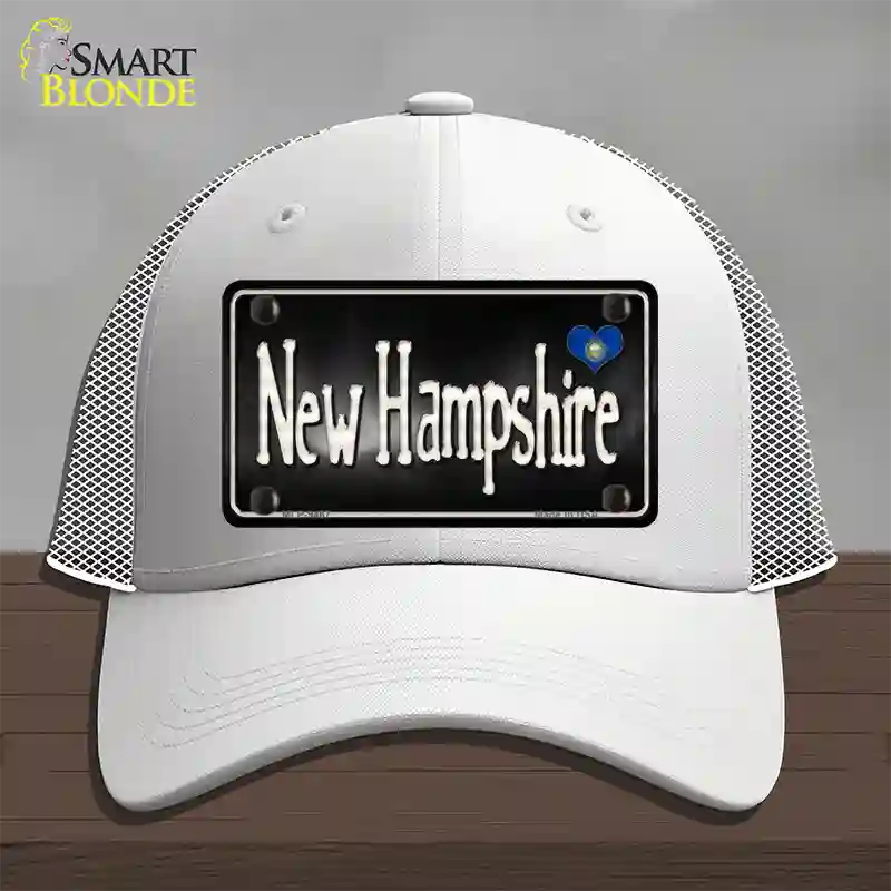 New Hampshire Flag Script Novelty License Plate Hat Mesh / White