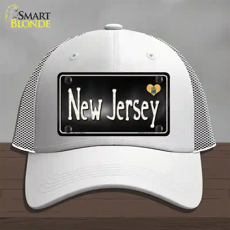 New Jersey Flag Script Novelty License Plate Hat Mesh / White