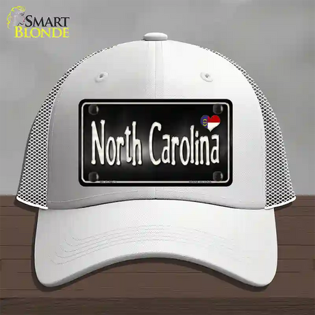 North Carolina Flag Script Novelty License Plate Hat Mesh / White