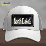 North Dakota Flag Script Novelty License Plate Hat Mesh / White