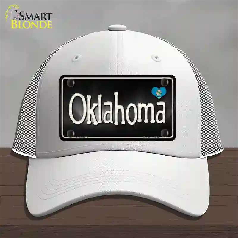 Oklahoma Flag Script Novelty License Plate Hat Mesh / White